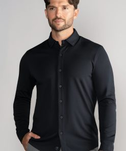 Long Sleeve Button Down Polo Solid // Black