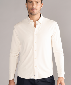 Long Sleeve Button Down Polo Solid // Ivory