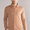 Long Sleeve Button Down Polo Solid // Clay