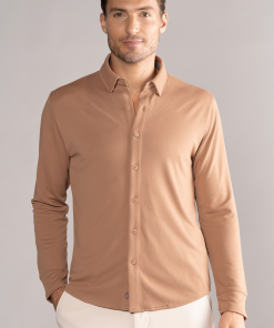 Long Sleeve Button Down Polo Solid // Clay