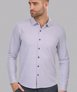 Long Sleeve Button Down Polo Dot // Orange Blue