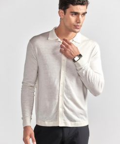 Lightweight Cashmere Button-Down | Heather Ivory