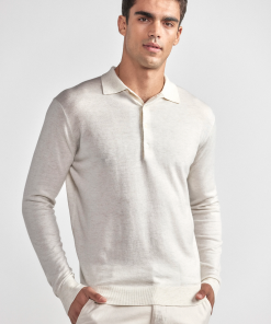 Lightweight Cashmere Polo | Heather Ivory