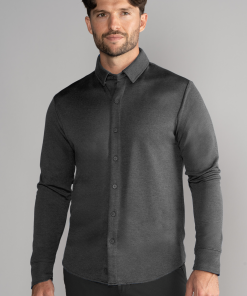 Long Sleeve Button Down Polo Solid // Charcoal