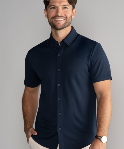 Short Sleeve Button Down Polo Solid // Navy