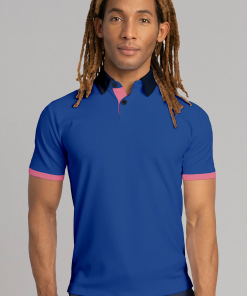 Short Sleeve Polo Contrast // Blue Pink