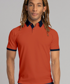 Short Sleeve Polo Contrast // Orange Navy