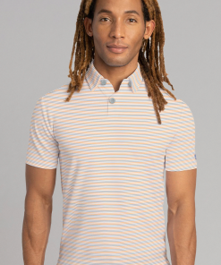 Short Sleeve Polo Stripe // Grey Orange