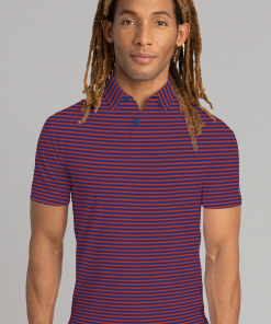 Short Sleeve Polo Stripe // Red Blue