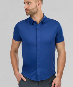 Short Sleeve Button Down Polo Solid // Twilight