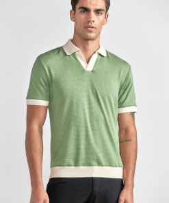 Short Sleeve Sweater Polo Contrast | Moss