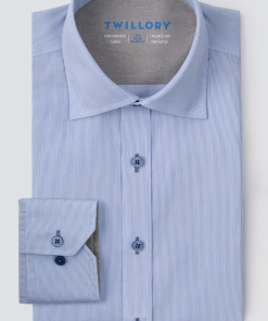 Leader Non-Iron Stripe // Micro Blue