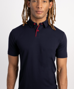 Short Sleeve Polo Contrast // Navy Red